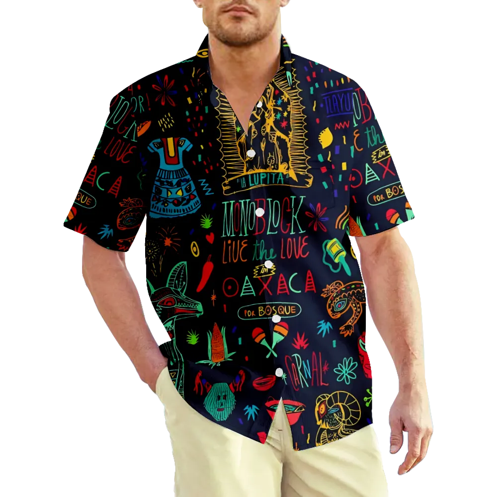 Men's Hawaiian Shirt Cinco de Mayo Cartoon Graphic Prints Shirt Collar 3D Print Outdoor Street Short Sleeve Print Clothing Apparel Sports Casual