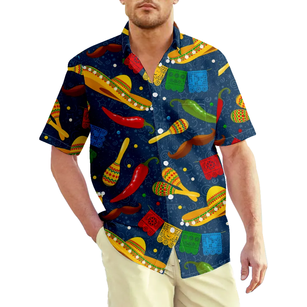 Men's Hawaiian Shirt Cinco de Mayo Graphic Shirt Collar 3D Print Casual Daily Short Sleeve 3D Print Clothing Apparel Fashion Casual Classic Comfortable/Summer/Summer