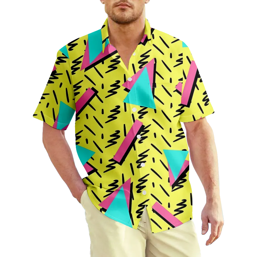 Men's Hawaiian Shirt Memphis Pope Geometry Shirt Graphic Shirt Collar Casual Daily Short Sleeve Print Clothing Apparel Basic/Summer/Summer