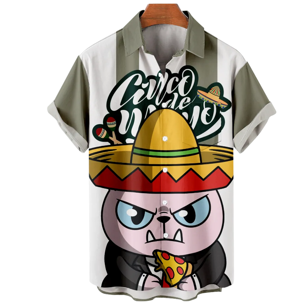 Men's Hawaiian Shirt Cinco de Mayo Graphic Tee T Shirts Graphic Prints Shirt Collar 3D Print Outdoor Street Short Sleeve Print Clothing Apparel Vintage Sports Designer