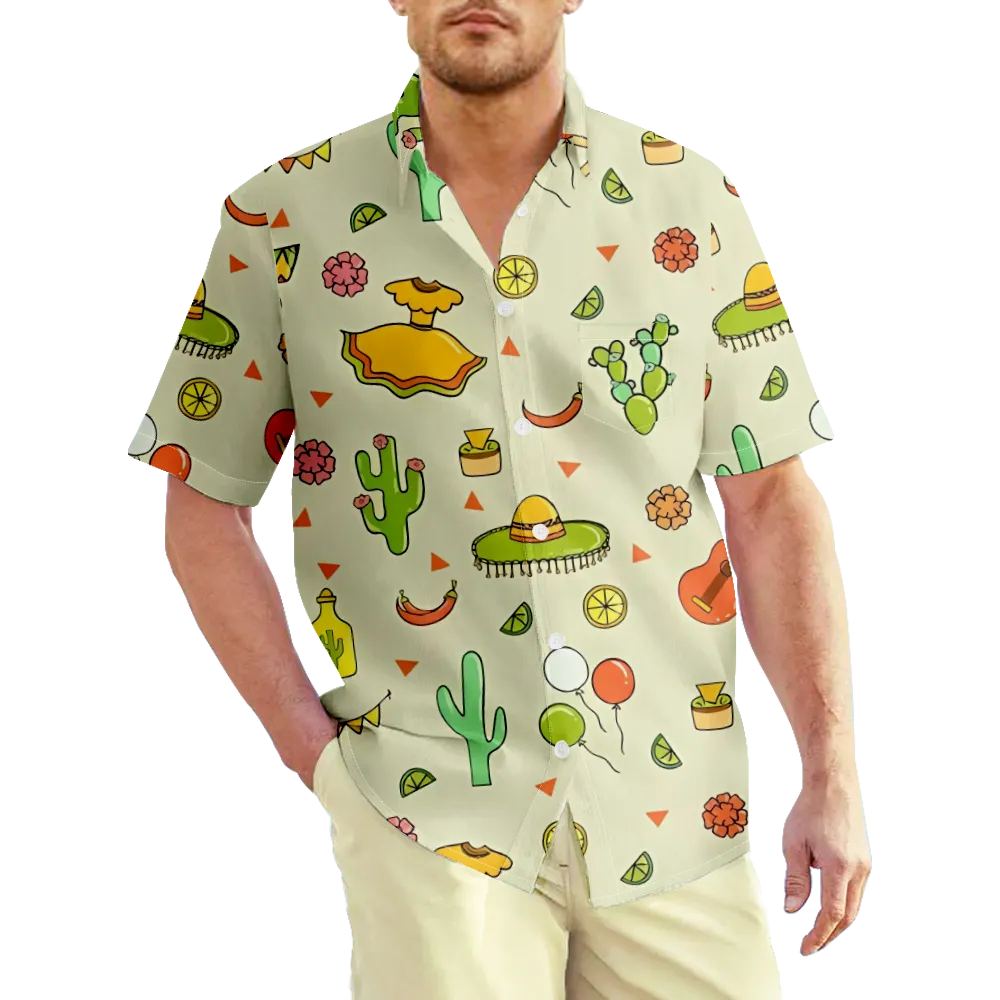 Men's Hawaiian Shirt Cinco de Mayo Graphic Shirt Collar Clothing Apparel 3D Print Outdoor Casual Short Sleeve Print Fashion Comfort