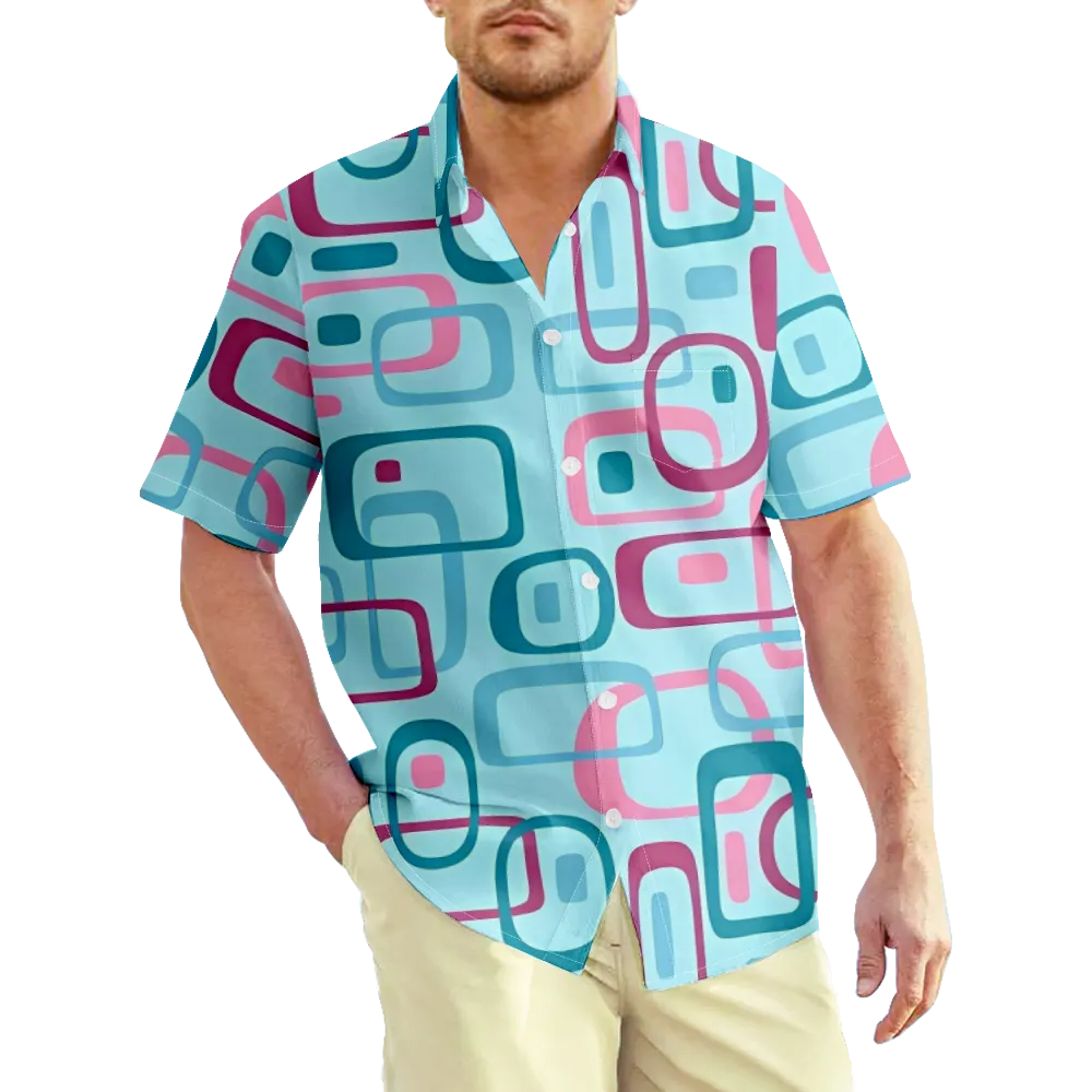 Men's Hawaiian Shirt Memphis Pope Geometry Shirt Graphic 3D Shirt Collar Plus Size Street Daily Short Sleeve Print Clothing Apparel Basic