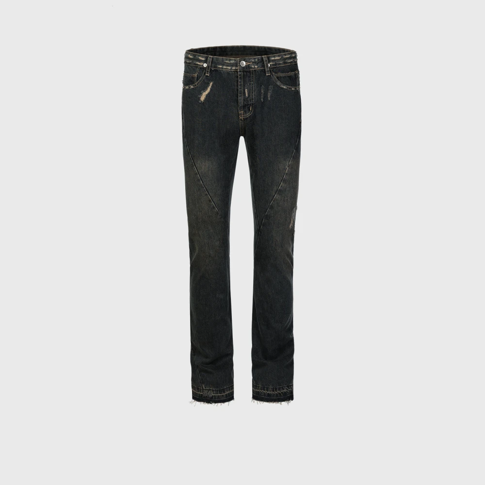 Washed Distressed Ripped Men's And Women's Spiral Jeans