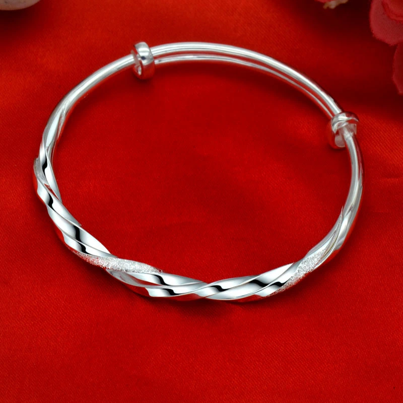 Men's And Women's Fashion Personalized Twist Sterling Silver Bracelets