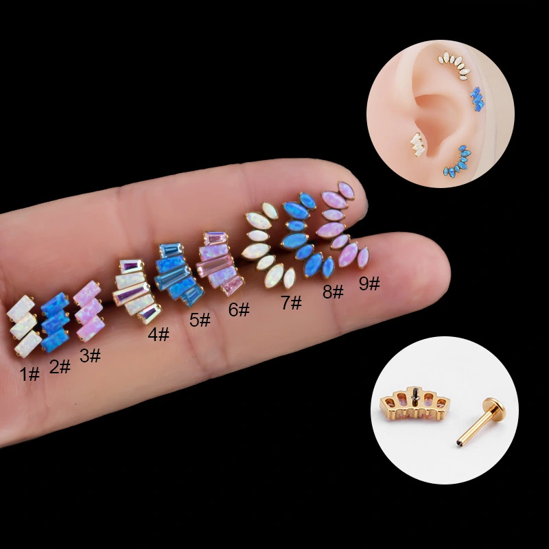 Titanium Inlaid Crown Cartilage Ear Studs