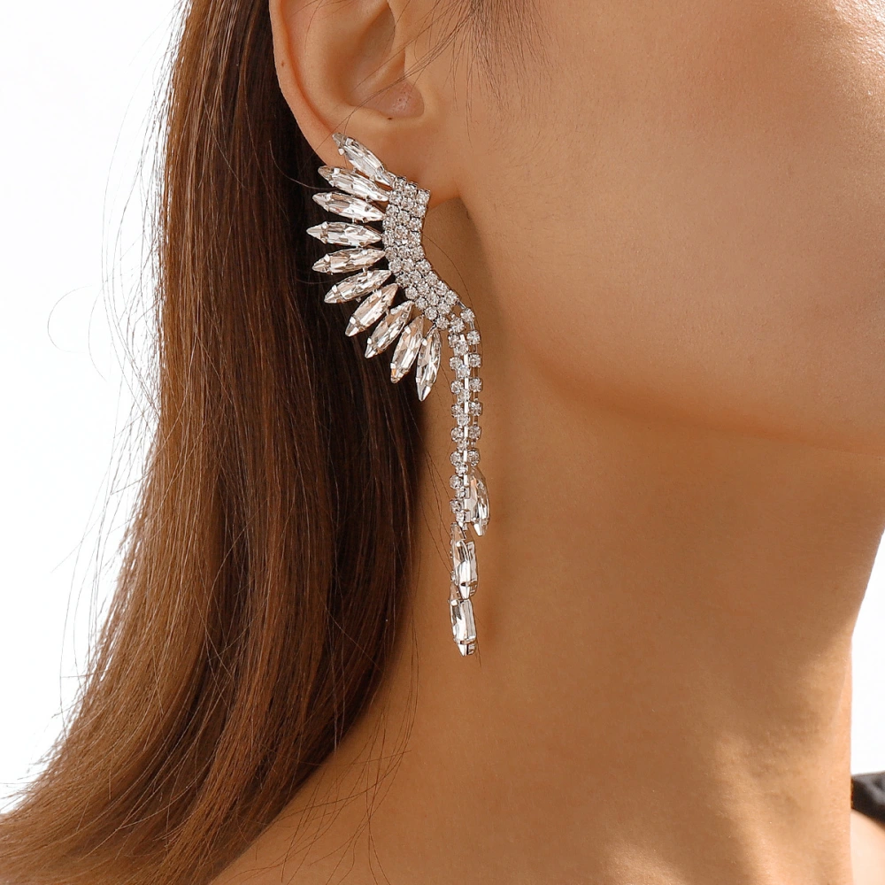 Ladies Tassel Rhinestone Temperament Dinner Party Earrings