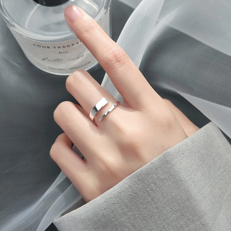 S925 Silver Ring Women's Korean-style Fashion Temperament Line Ring