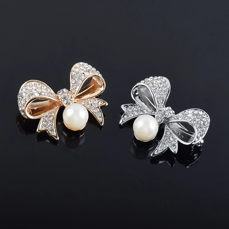 Fashion Bowknot Pearl Diamond Corsage Alloy Brooch