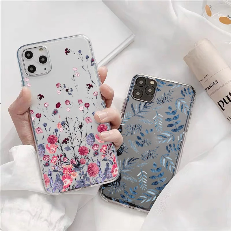 Transparent Protective Cover Rose Flowers And Plants Leaves Phone Case