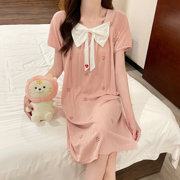 Summer Nightdress Women's Knitted Cotton Short Sleeve Pajamas