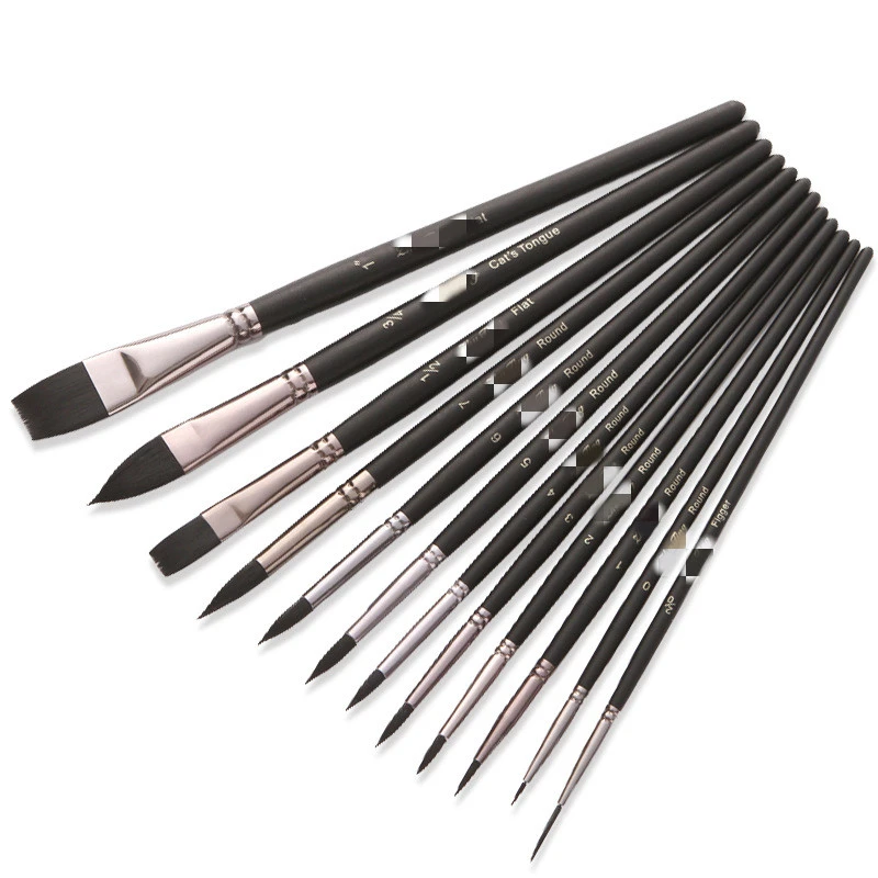 12 PCs Black Nylon Hair Brush Rod PVC Soft Plastic