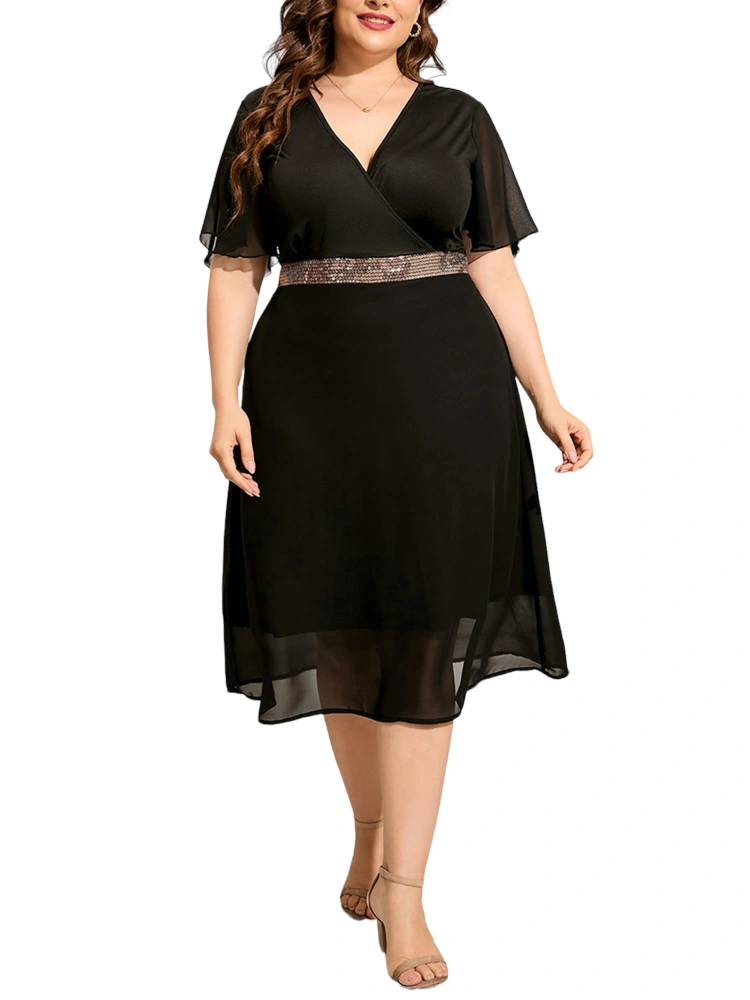 Women's Plus Size Vintage A-line Dress with Lace