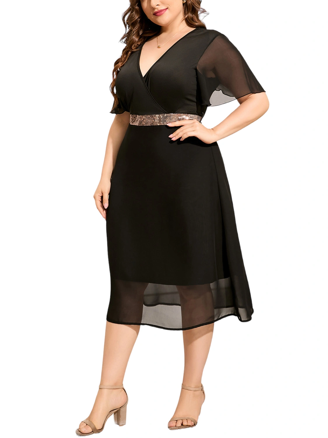 Women's Plus Size Vintage A-line Dress with Lace
