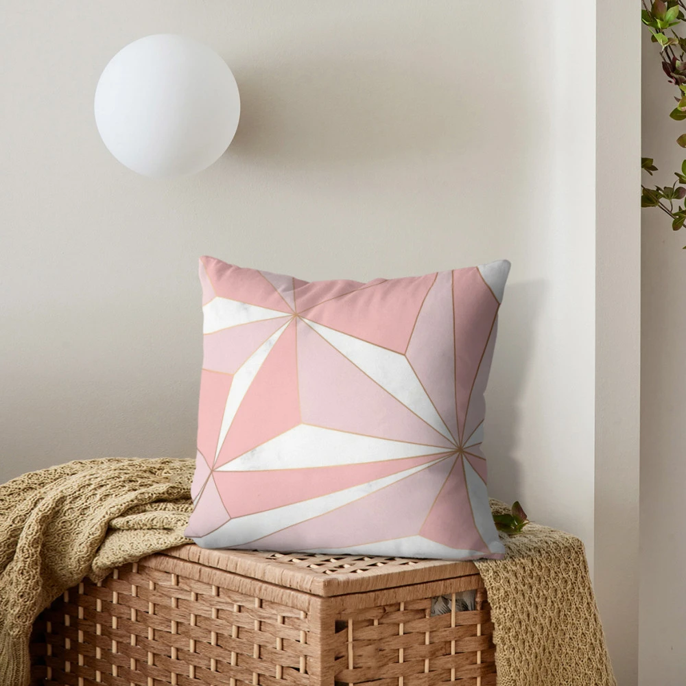 Tile Geometric Pattern Encryption Peach Skin Fabric Pillow Cover