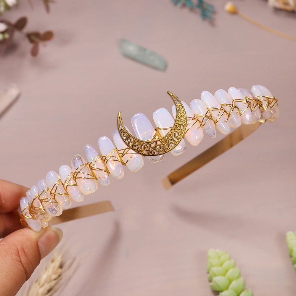 Hot Sale Natural Rose Gold Wire Cut Gravel Crown Hair Clasp