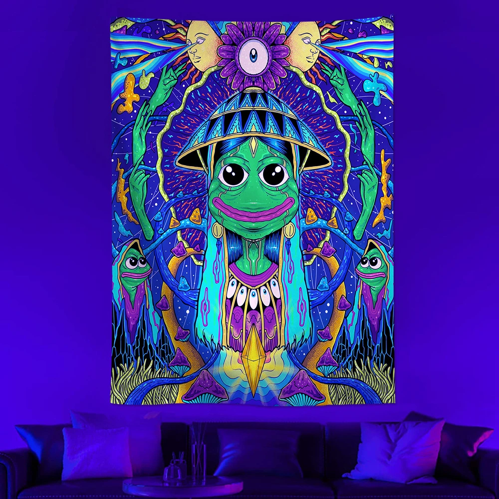 Skull Neon Tapestry Background Fabric