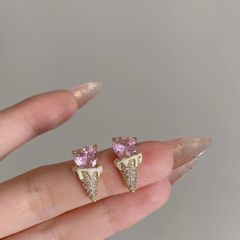 Fashion Ice Cream Zircon Stud Earrings