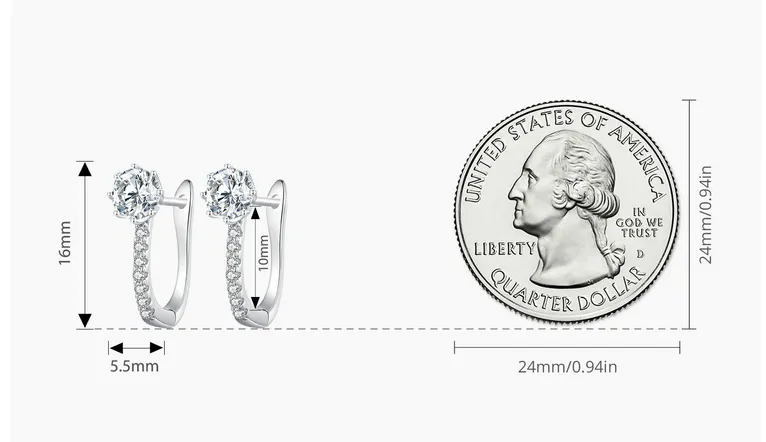 Sterling Silver S925 White Gold Plated Zircon Earrings