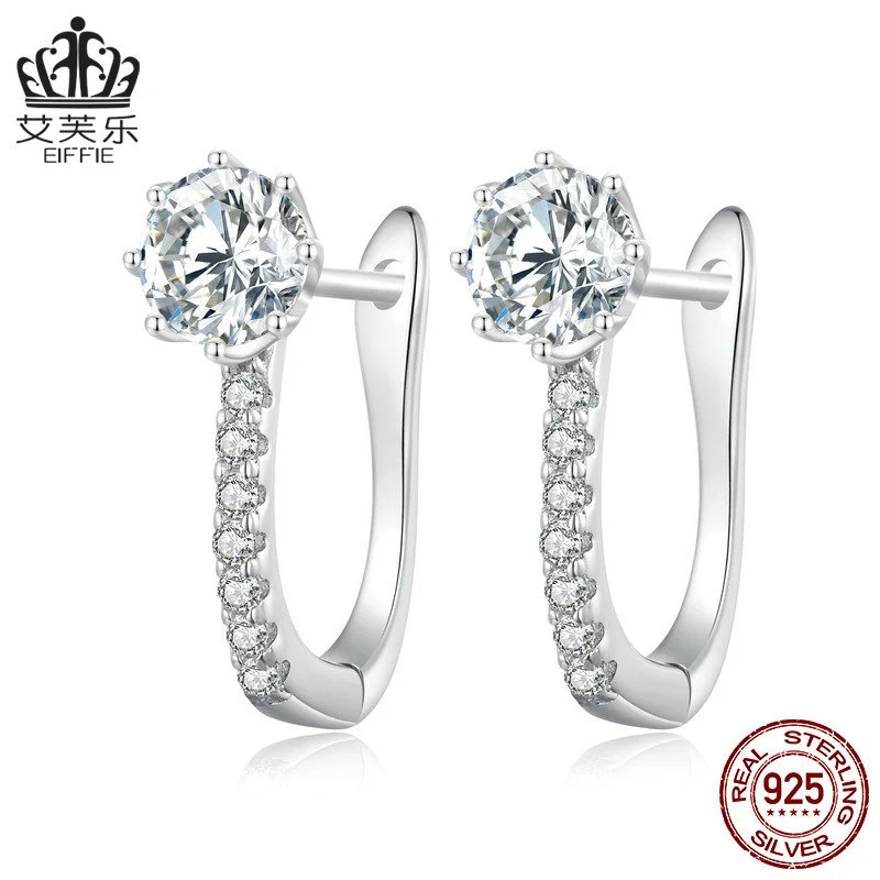 Sterling Silver S925 White Gold Plated Zircon Earrings