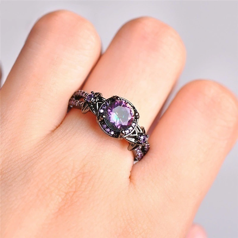 European And American Retro Black Gold Skull Women's Ring