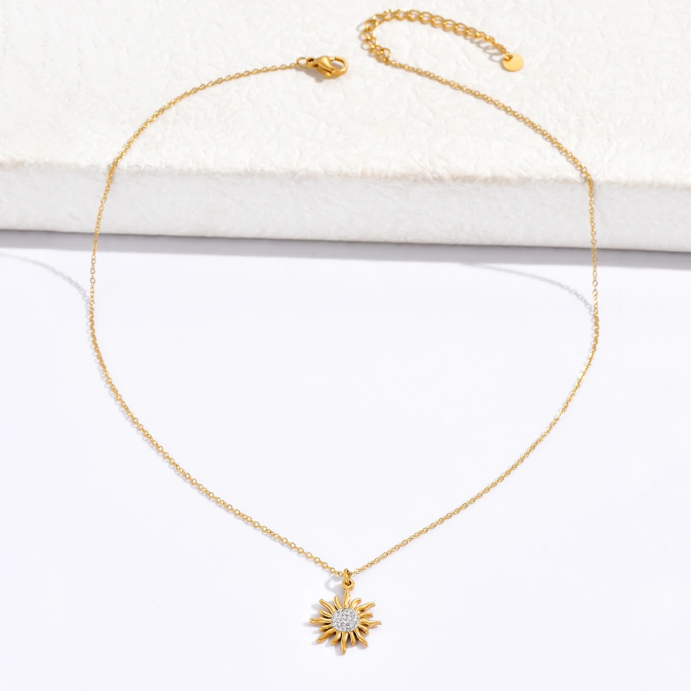 Gold SUNFLOWER Necklace For Women