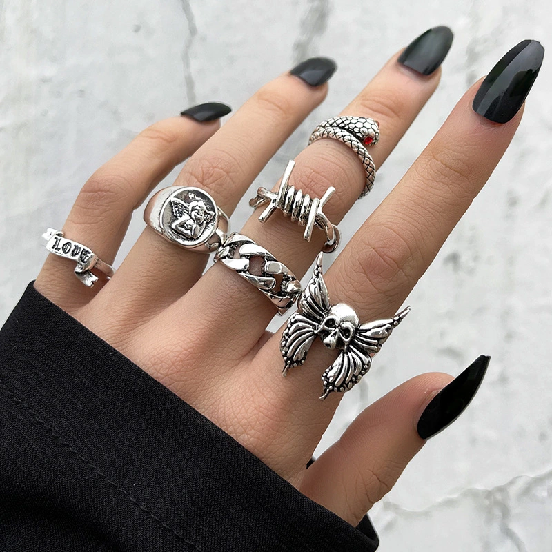 Retro Heavy Metal Dark Goth Style Street Ring