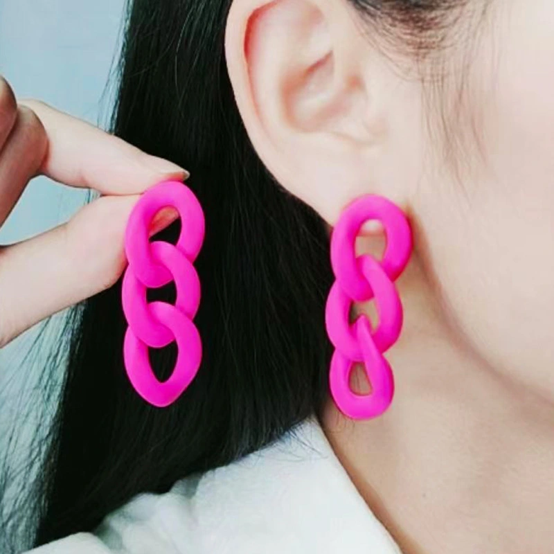 Fashion Three-piece Chain Stud Earrings Simple Personality Acrylic