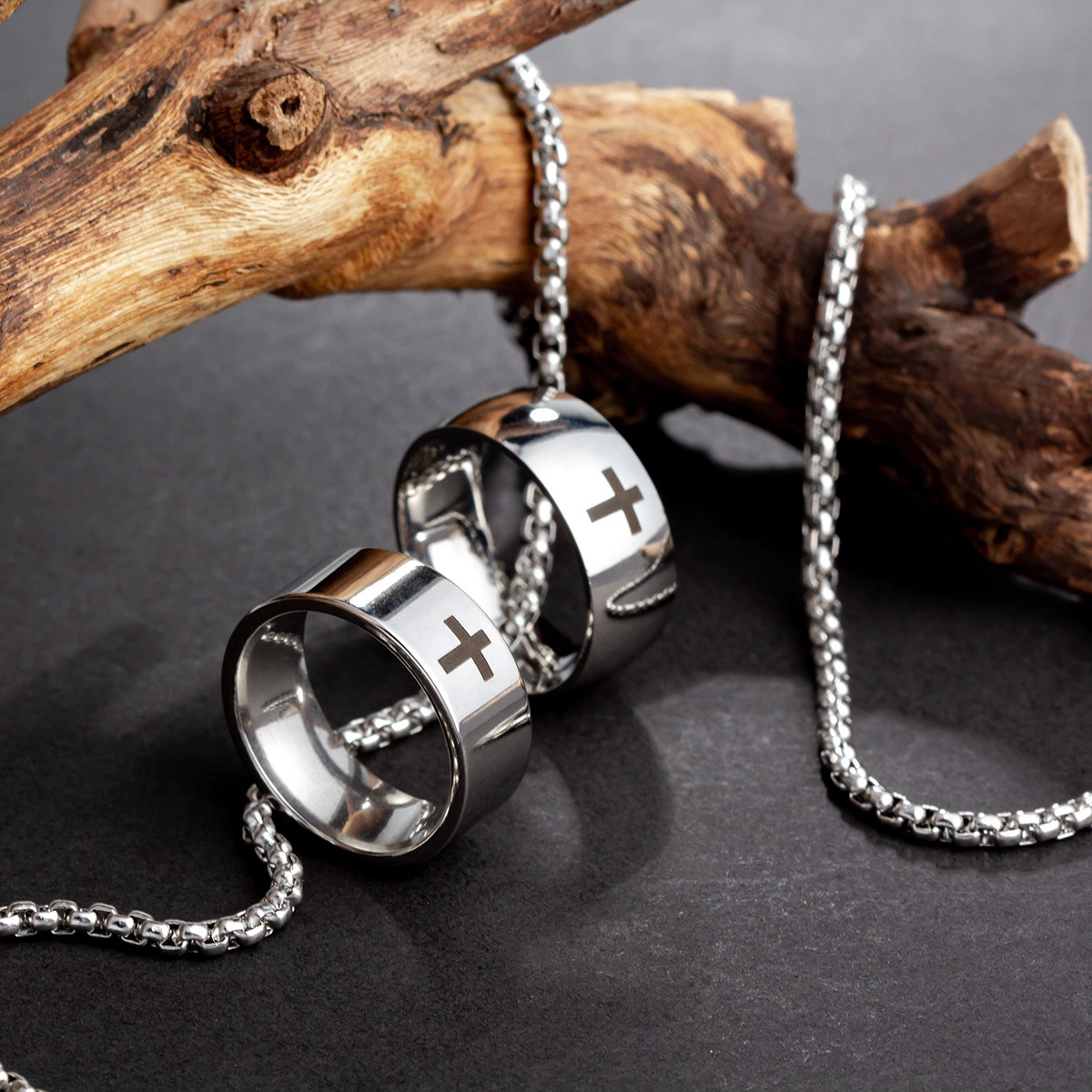 Men's Fashion Simple Cross Titanium Steel Pendant Necklace