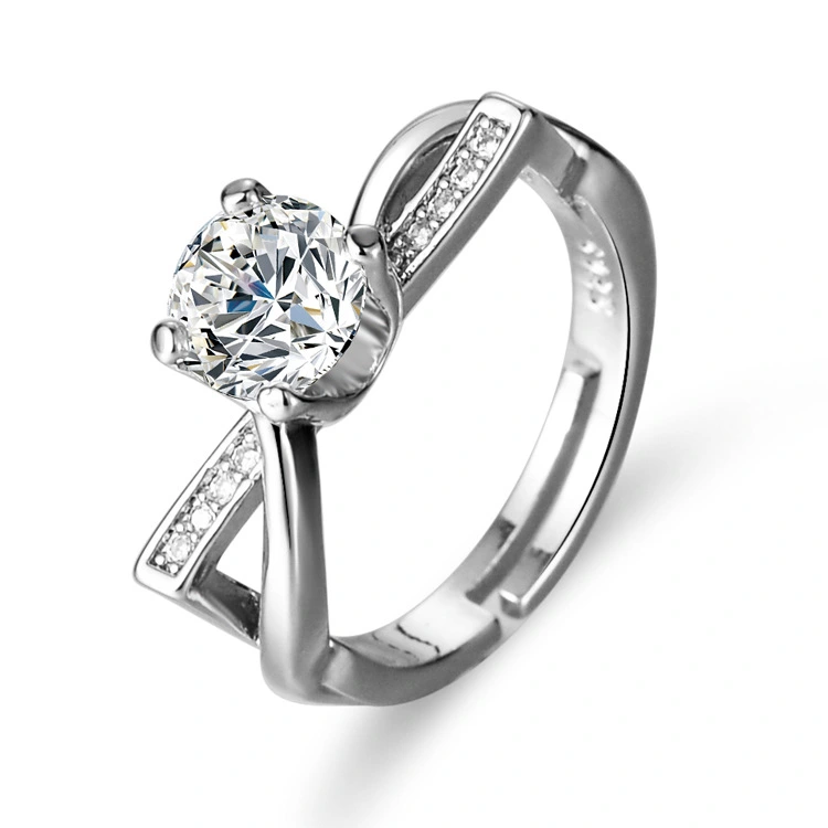 Imitation Moissanite High-end Elegant Open Four-claw Irregular Diamond Ring