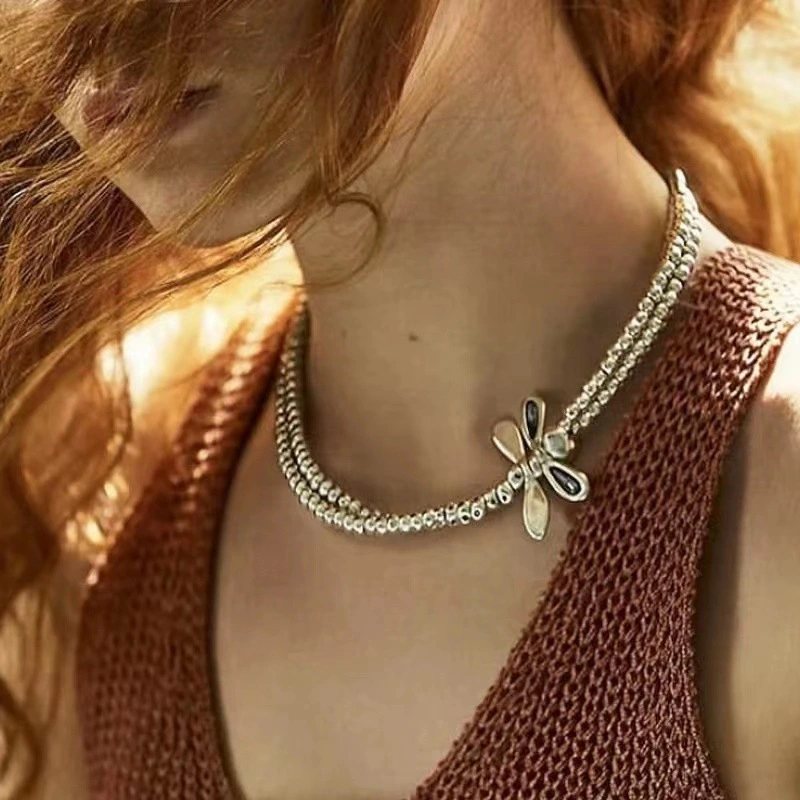 Women's Silver Double-layer Twin Necklace