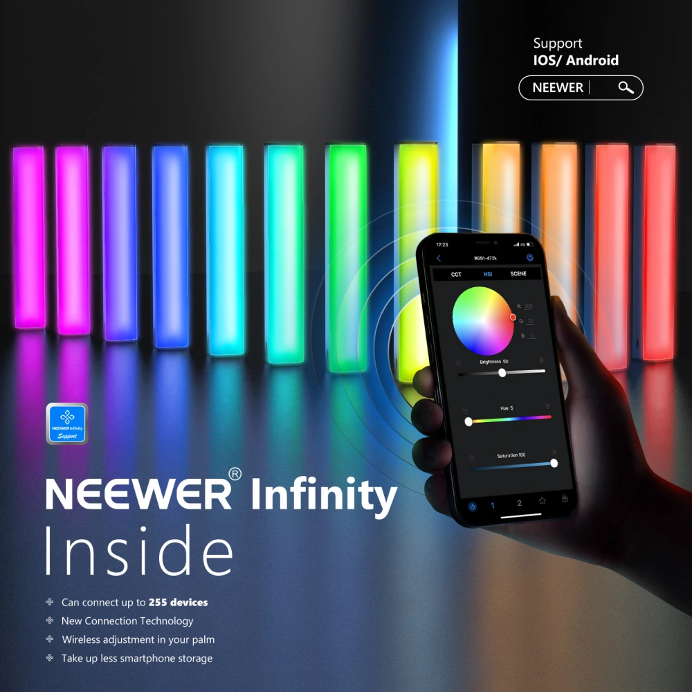 With Magnetic Built-in Battery APP Remote Control Neuer RGB1 Color Hand-held Bar Light