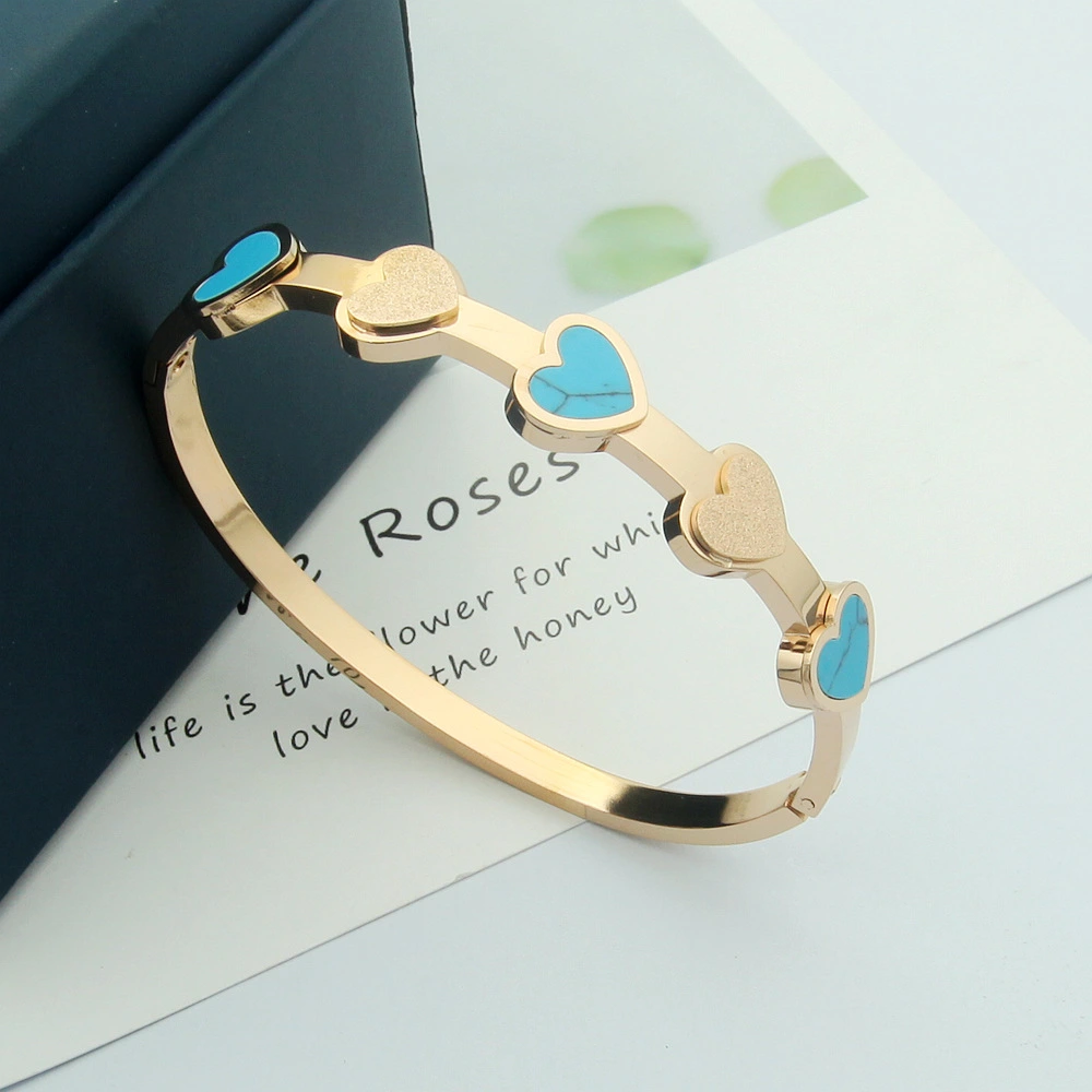 Blue Frosted Peach Heart Bracelet