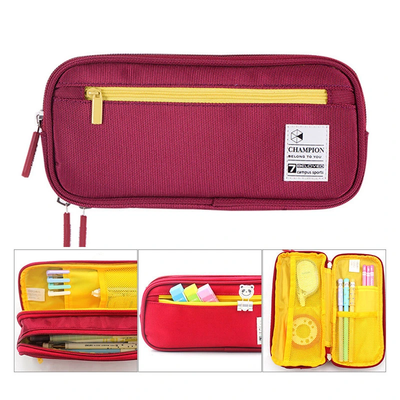 Large capacity double pencil case