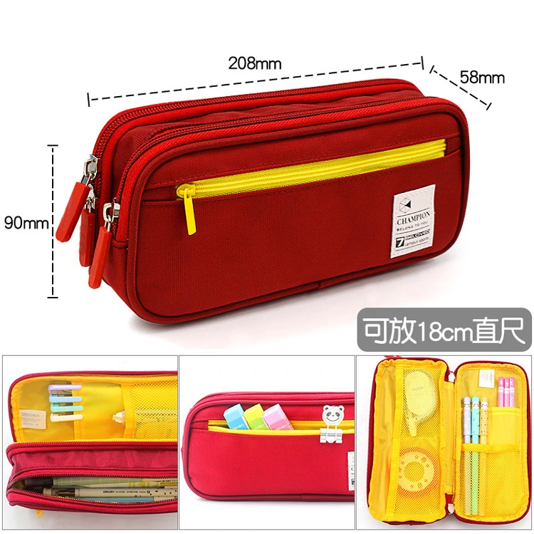 Large capacity double pencil case