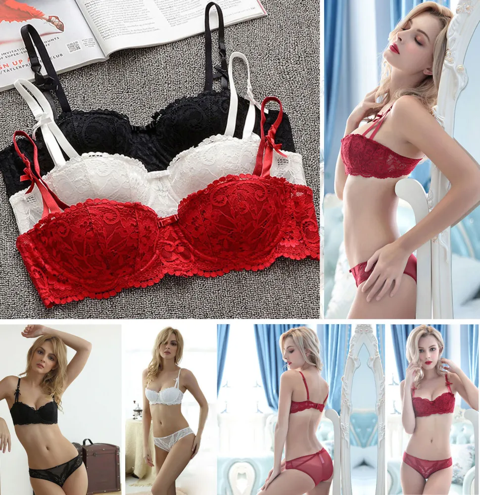 Women's Two-Piece Lingerie, Sexy Solid Color Bra and Panties for Wedding Nights Honeymoon