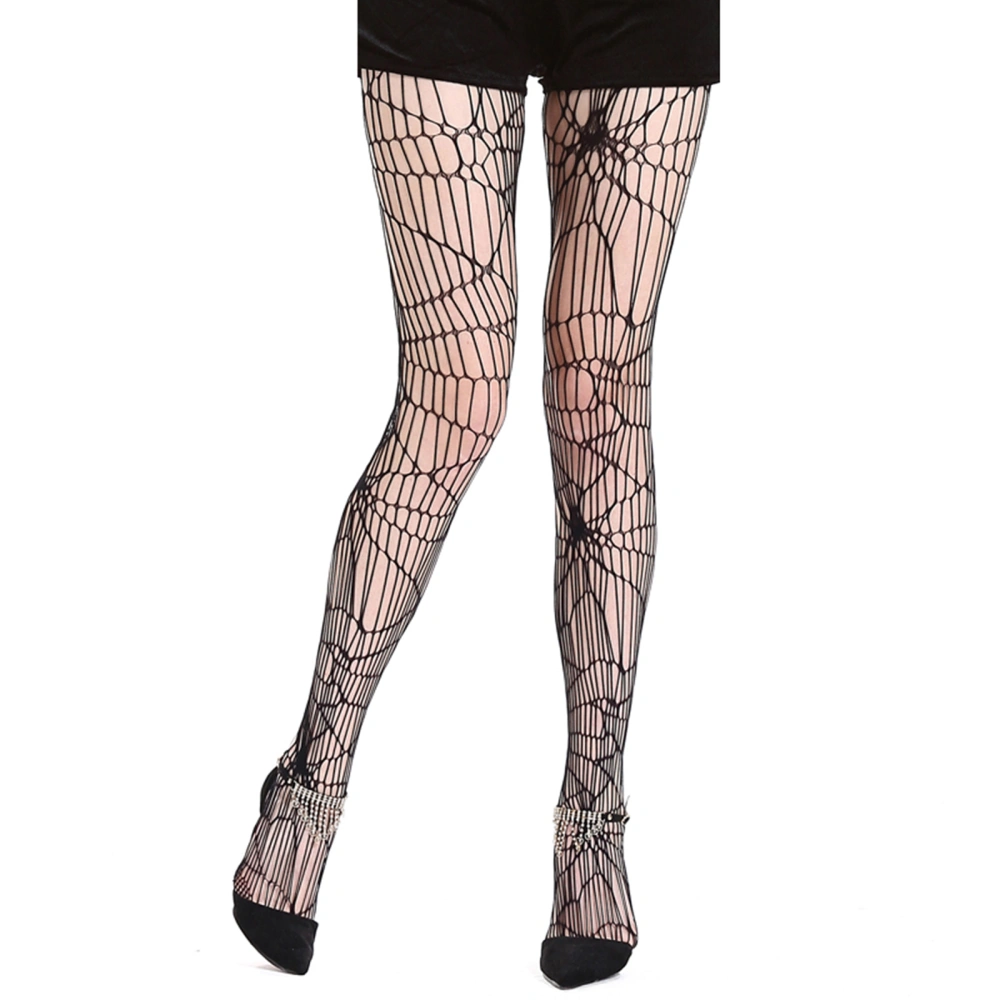 Women's Sheer Pantyhose, Spider Web Print High Waist Long Stockings