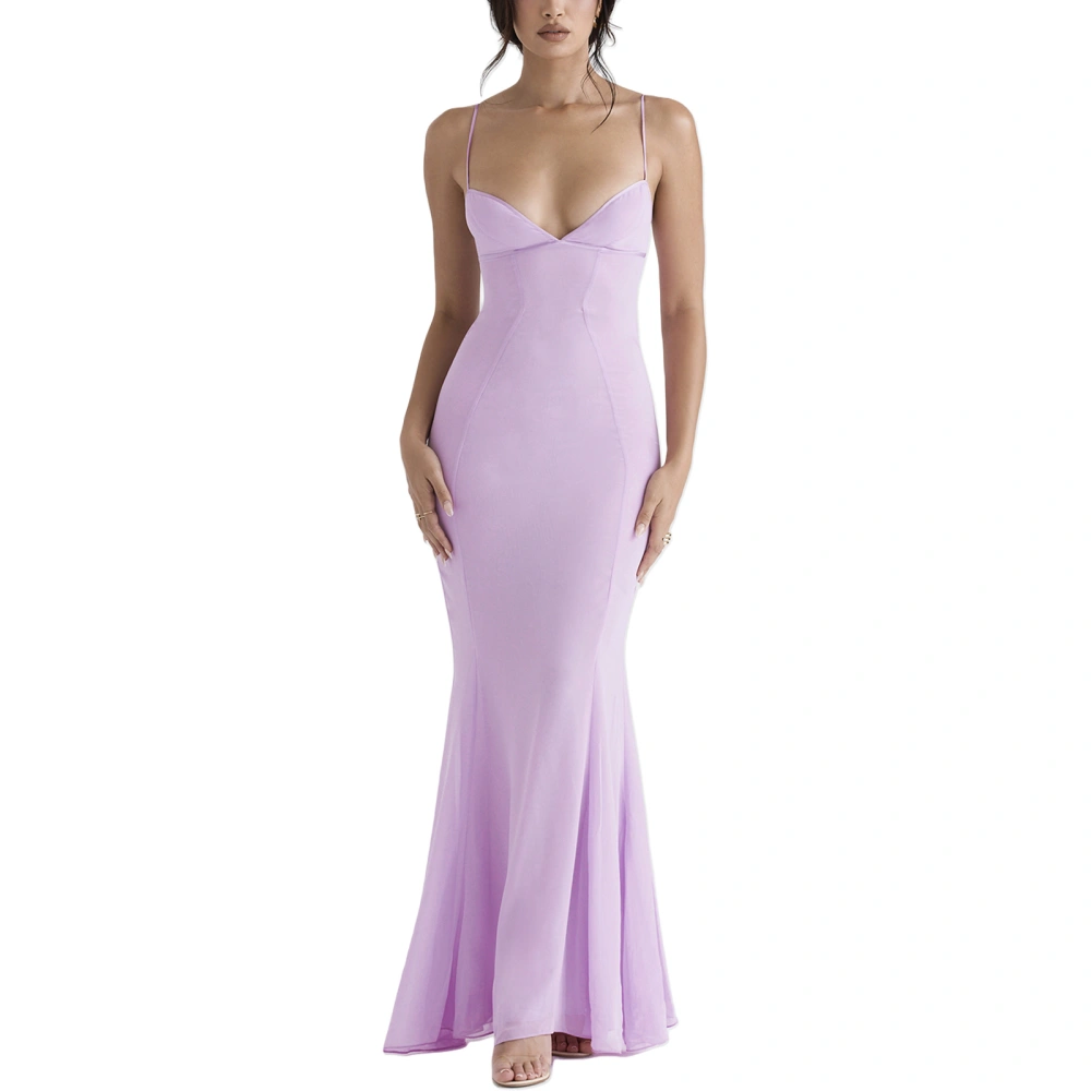 Women's Bodycon Long Dress, Sleeveless Backless Fishtail Party Dress