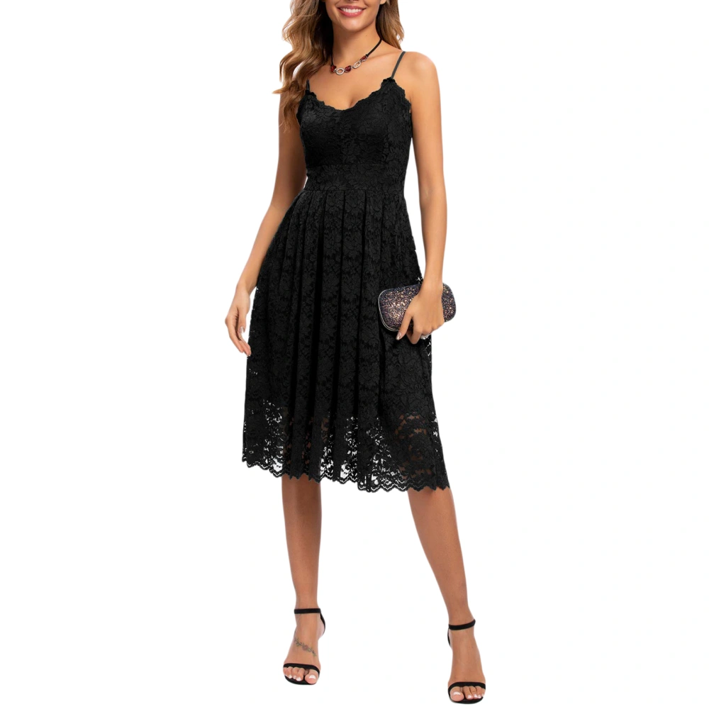 Women's Vintage A-Line Dress Sling Floral Lace Knee-Length Dresses