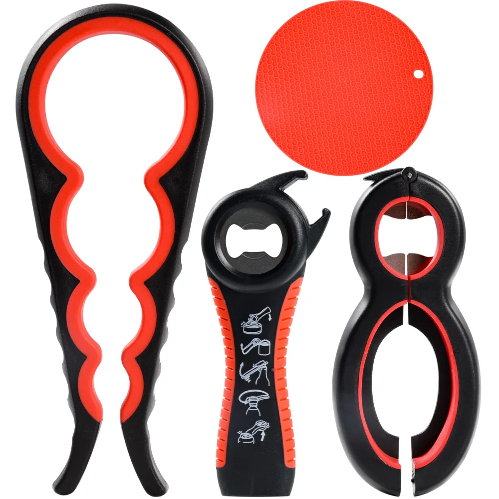 4Pcs Non-Slip Bottle Opener, Tool Suitable for Weak Hands