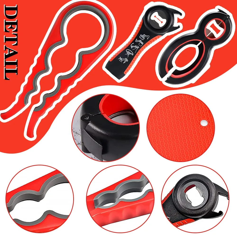 4Pcs Jar Bottle Opener With Jar Opener ,Non-Slip Lid Opener
