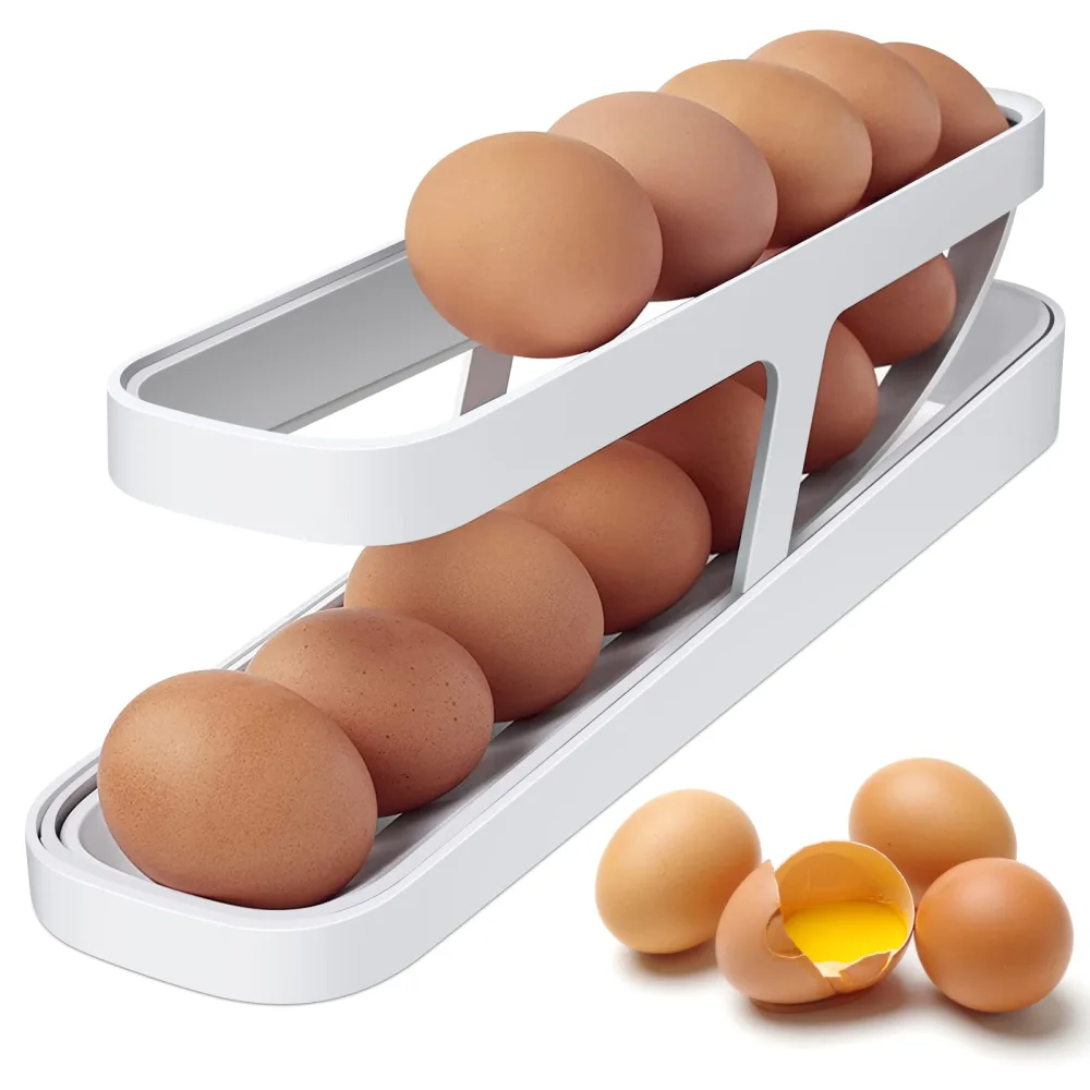 2 Tier Egg Containers, Auto Rolling Design Egg Container