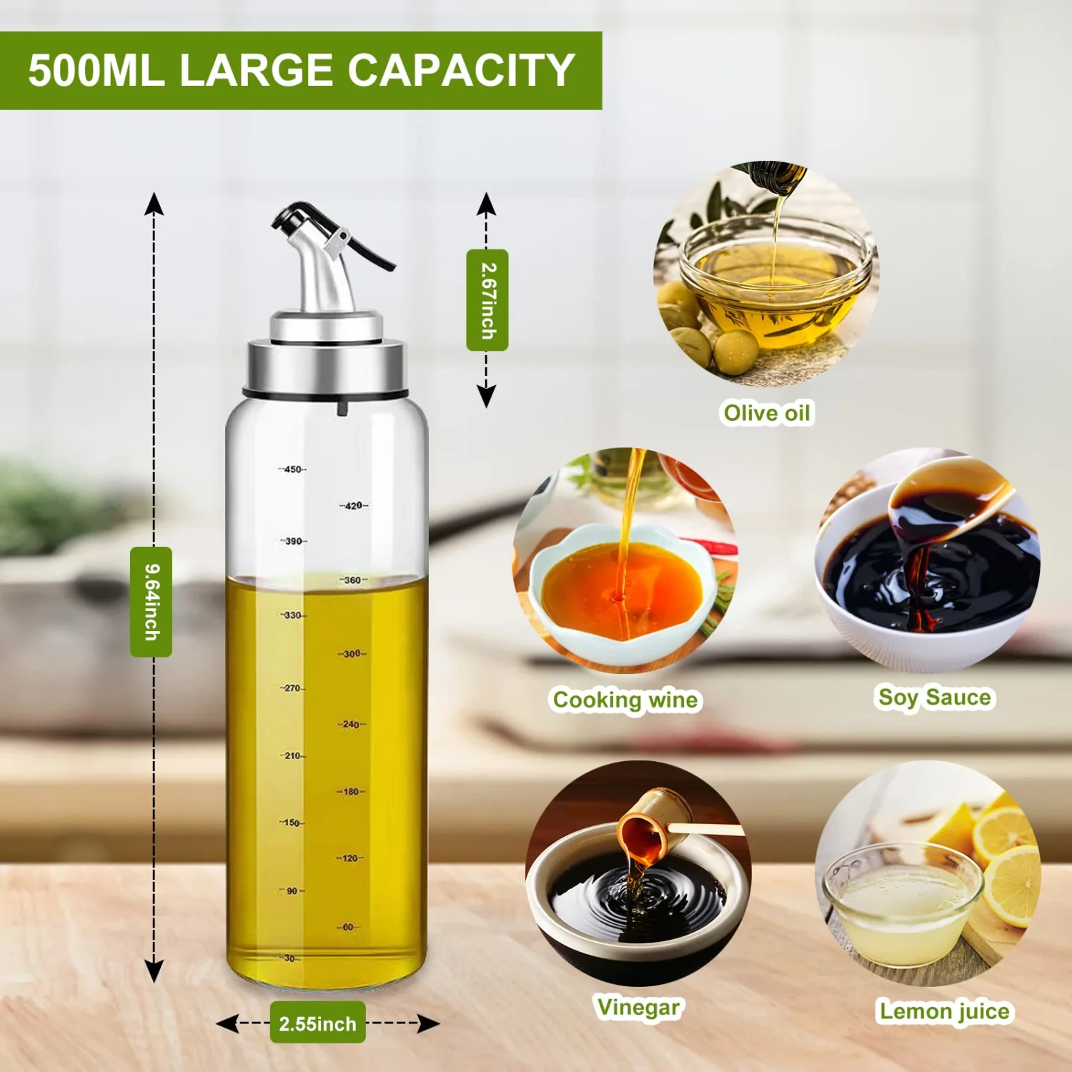 Oil Bottle 500 ml, for Cooking, Grilling, Salad