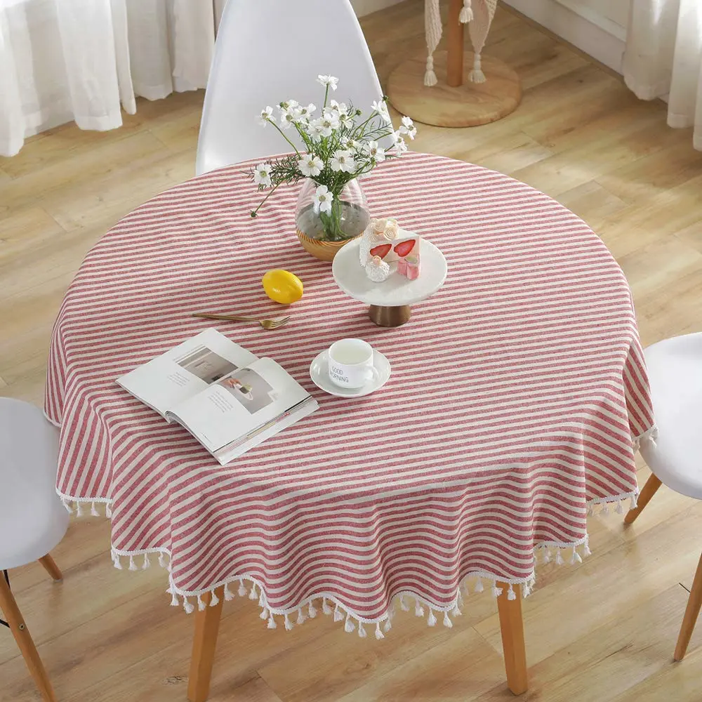 150cm Stripe Round Tablecloth Dust-Proof Table Cover