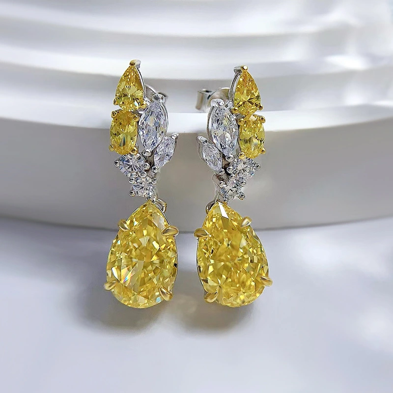 Fashion Pear-shaped Yellow Diamond Earrings