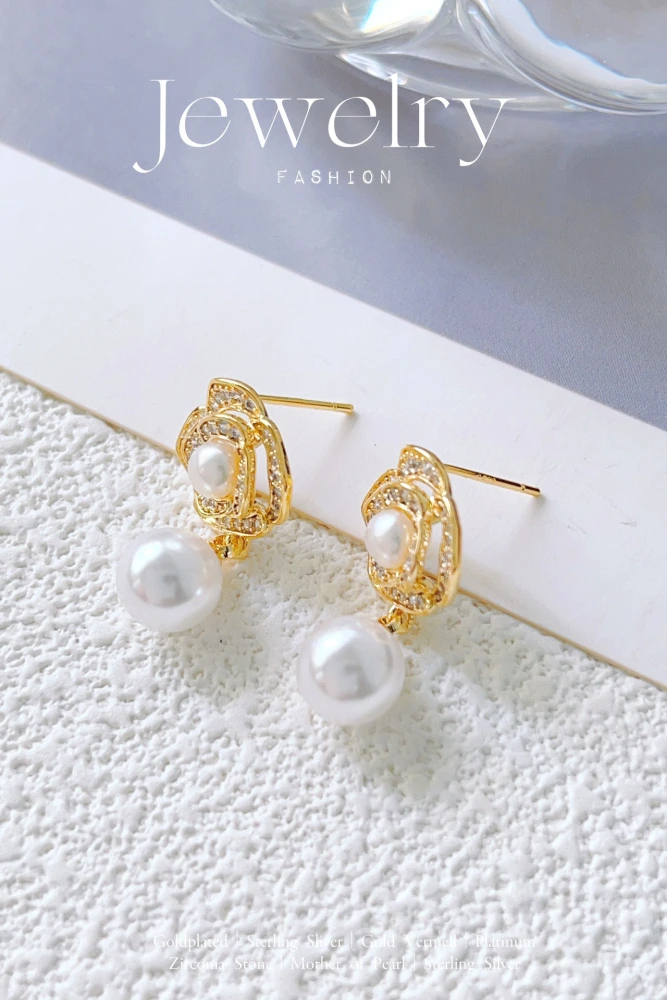 Rose Pave Zirconia Drop Earrings