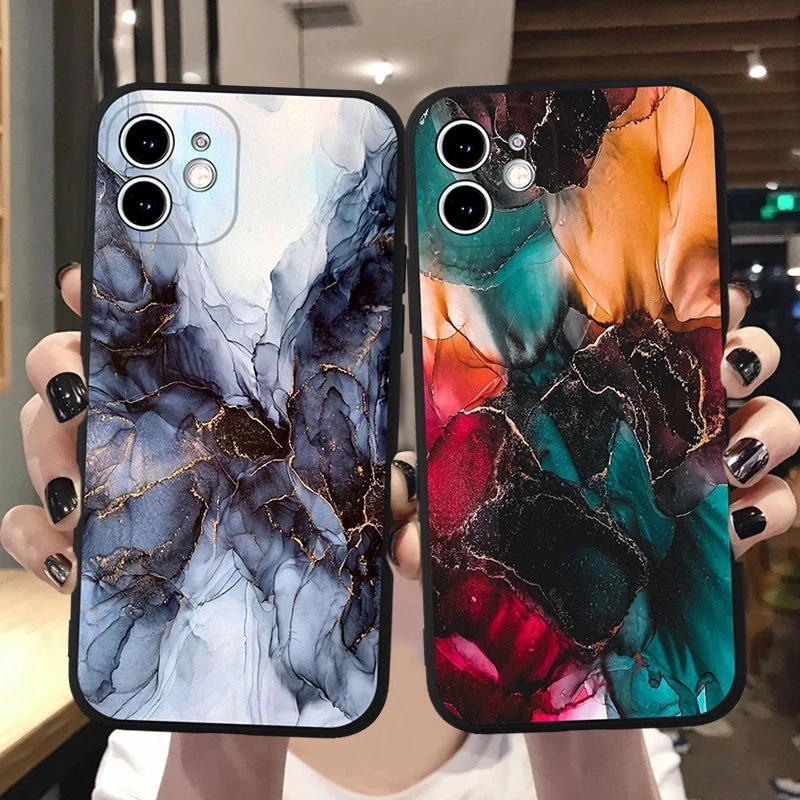 Starry Sky Diamond Grain Marble Crack Phone Case