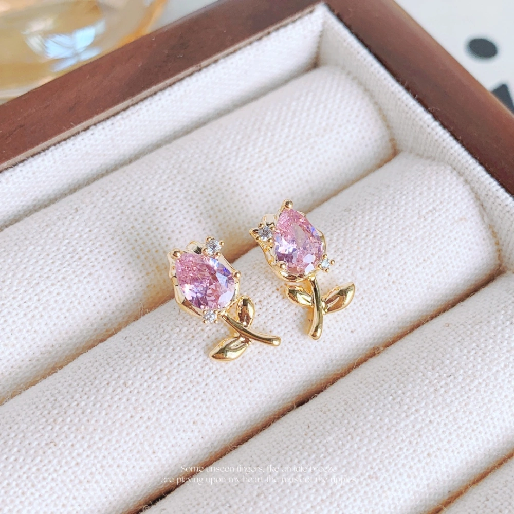 Zircon Small Rose Ear Stud