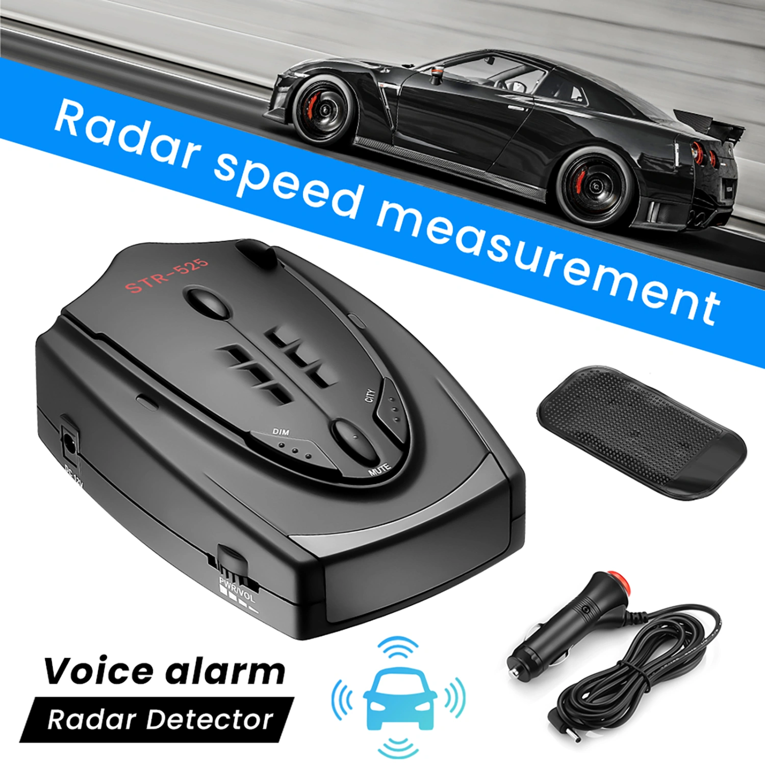 Car Radar Detector Long Range 360 Degree Detecting Plastic Full Frequency Detection Speed Radar Detector for Vehicle