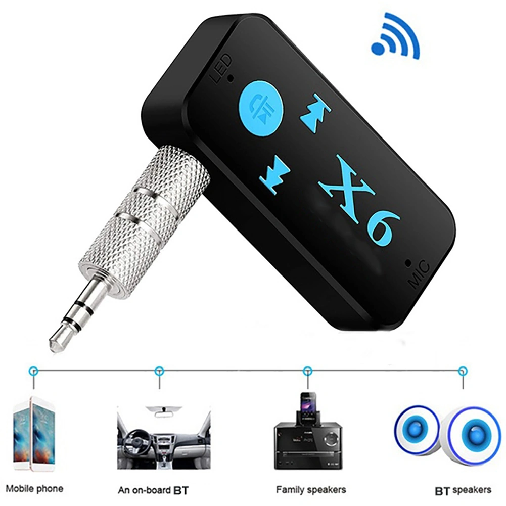 X6 Car 3.5mm Wireless Handsfree Bluetooth-compatible Audio Stereo Music Receiver Adapter