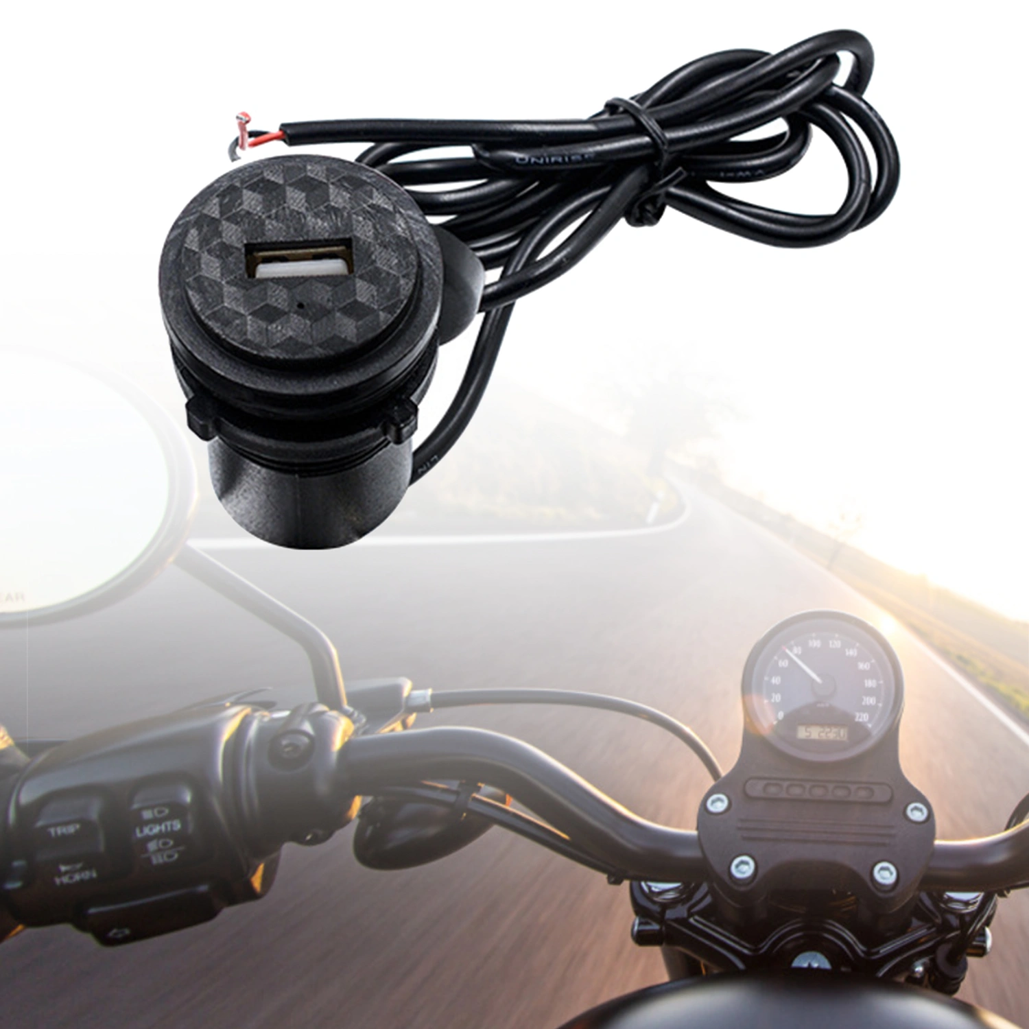 12V Motorcycle Phone Charger Single Port Waterproof USB Socket Handlebar Phone Charger for Tablets